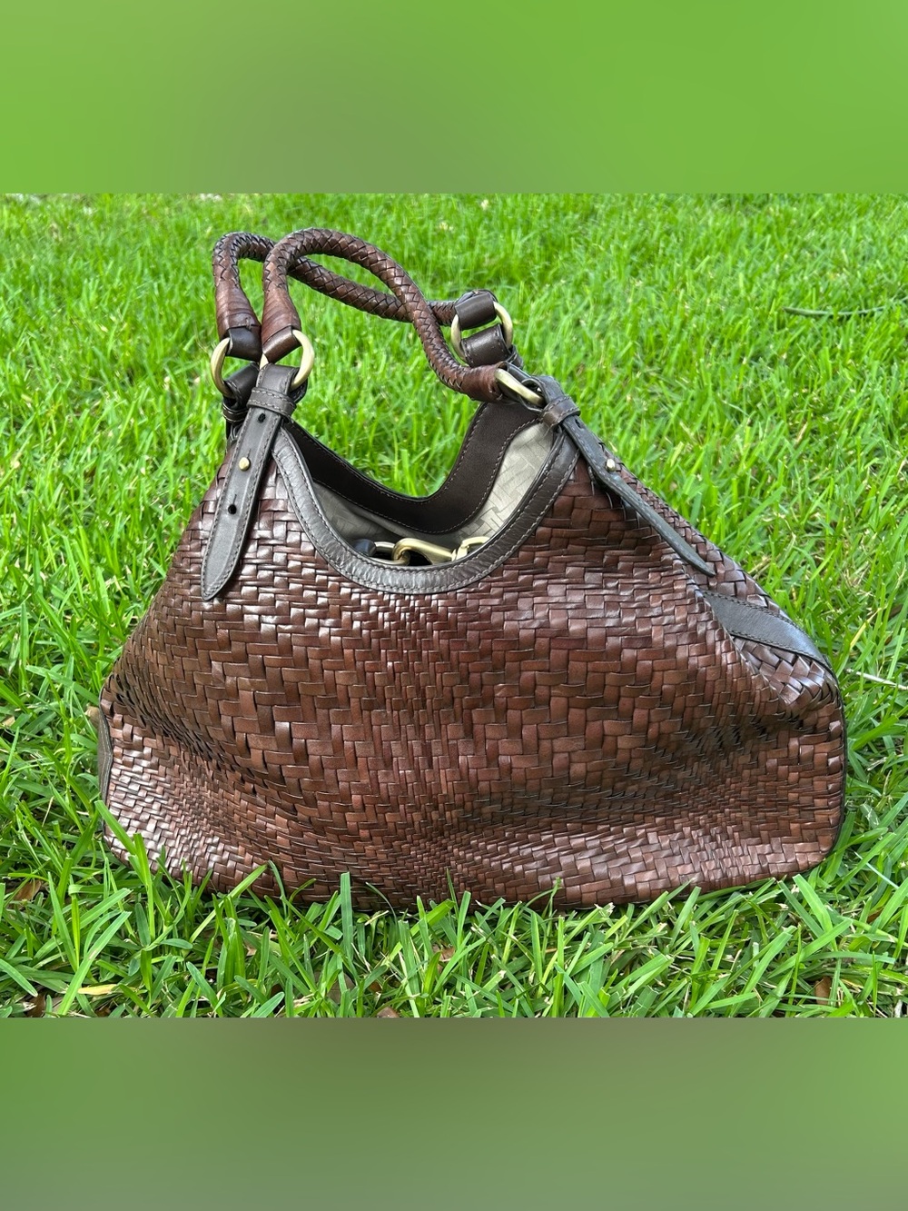 Rare Sold Out Cole Haan Leather Genevieve 
Woven XL Hobo/Tote Bag
